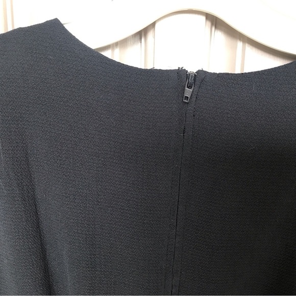 Unbranded Crepe Dress Black Wide Sleeve Flare Skirt Zip Back Sz12 - Picture 8 of 10